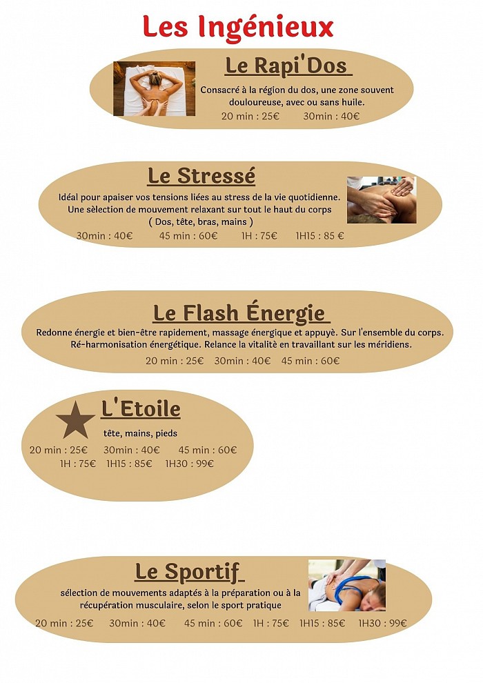 carte des massages bien-être